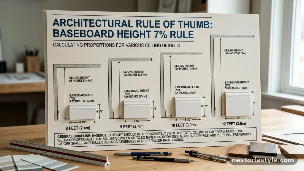 Calculating Proportions for Various Ceiling Heights - The Architectural Rule of Thumb for Baseboard Height (7% Rule)